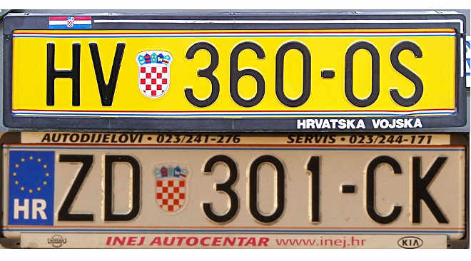 Horvát rendszám