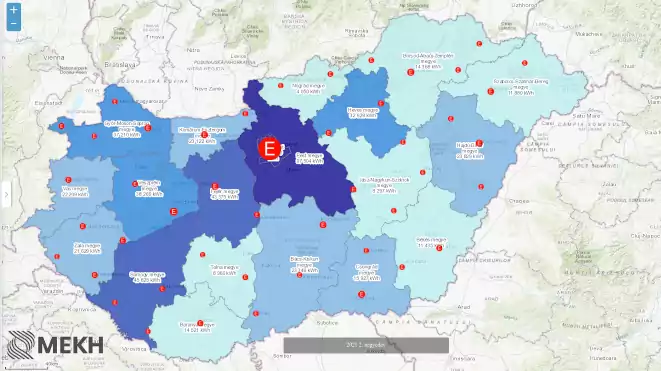 MEKH töltőállomás térkép