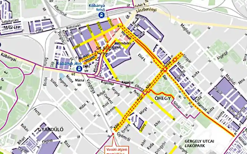 2023-ban épülő kerélpárutak Kőbányán (térkép)